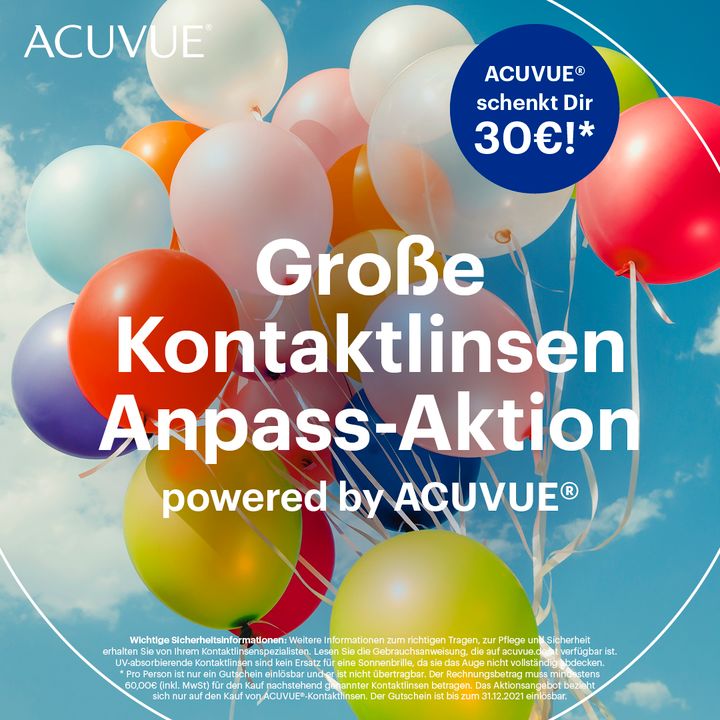 Große Kontaktlinsen-Anpass-Aktion - ACUVUE schenkt Dir 30€ beim Kontaktlinsenkauf*